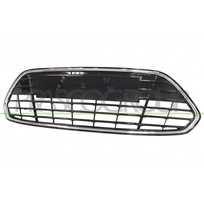 Grille centrale de pare-chocs avant noir brillant avec cadre chrome Grille centrale de pare-chocs avant noir brillant avec cadre chrome