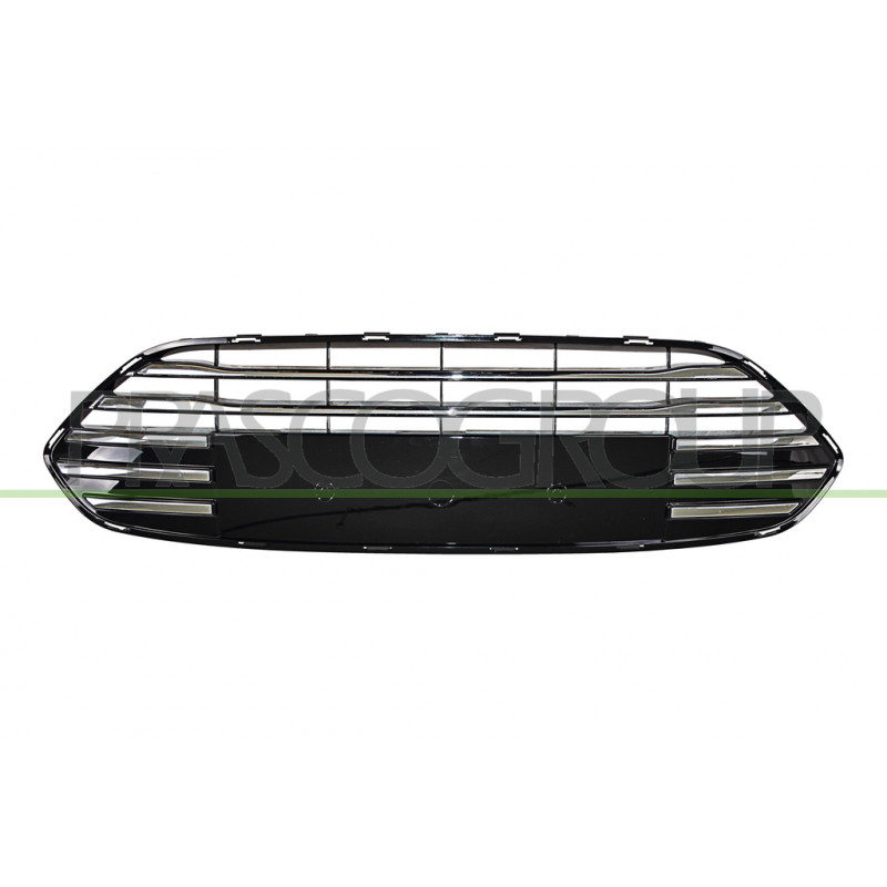 Grille Centrale de Pare-Chocs Avant-Noire-Brillante-avec Moulure Chromee Grille Centrale de Pare-Chocs Avant-Noire-Brillante-avec Moulure Chromee