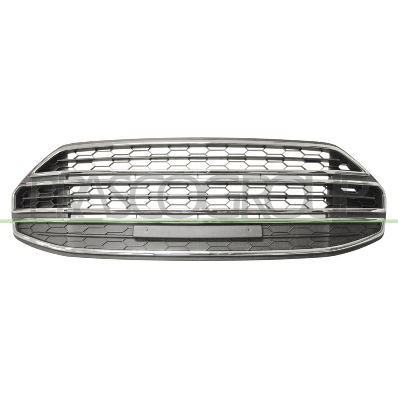Grille centrale de pare-chocs avant noir avec moulure chrome Grille centrale de pare-chocs avant noir avec moulure chrome