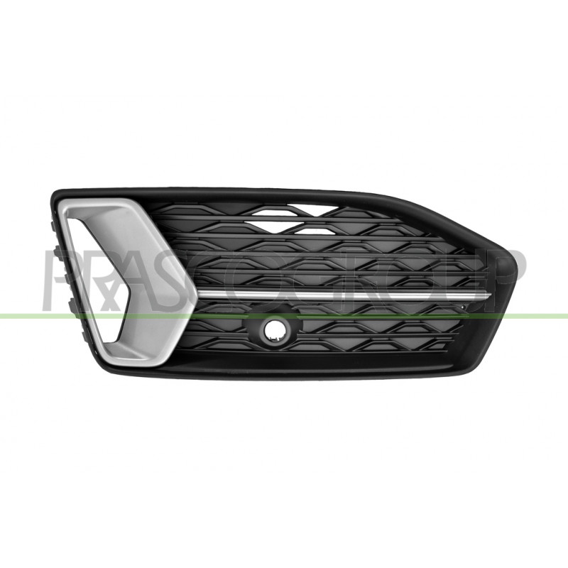 Grille côté chauffeur de Pare-Chocs-Avant-Noire-Structuree-avec Moulure Argentee Grille côté chauffeur de Pare-Chocs-Avant-Noire-Structuree-avec Moulure Argentee