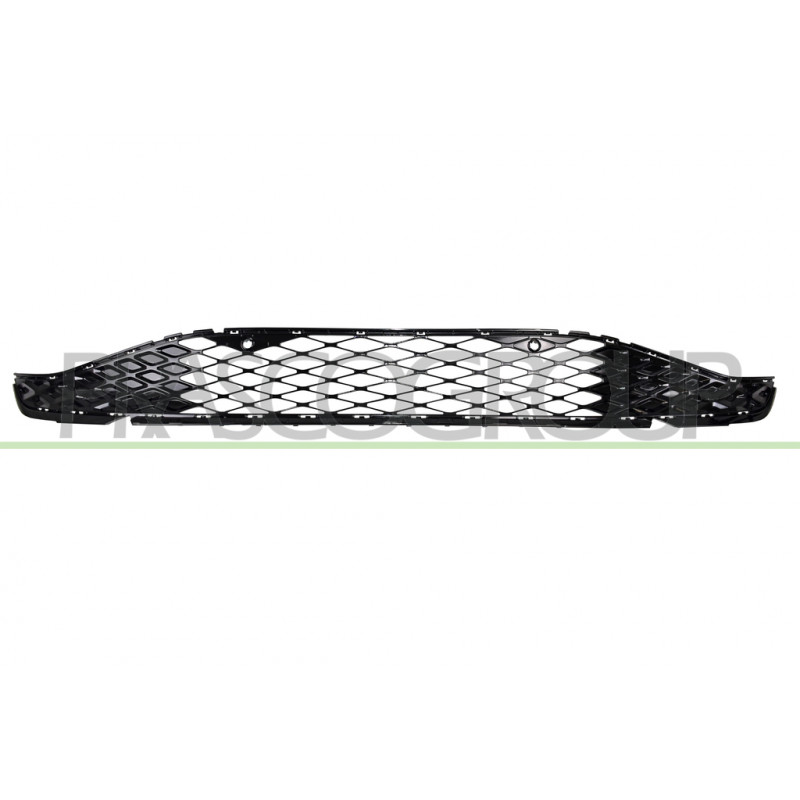 Grille Centrale De Pare-Chocs-Avant-Noire-Brillant-Avec Trous Capteurs+Support Grille Centrale De Pare-Chocs-Avant-Noire-Brillant-Avec Trous Capteurs+Support