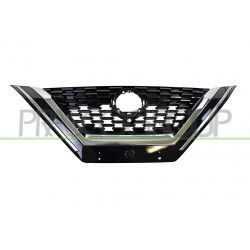 Grille de Calandre-Noire-Brillant-avec Moulure Chromee-avec Trou Camera