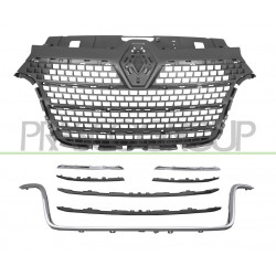 Grille Calandre Noire avec 3 Moulures Chromees et 4 Moulures Noire-Brillante