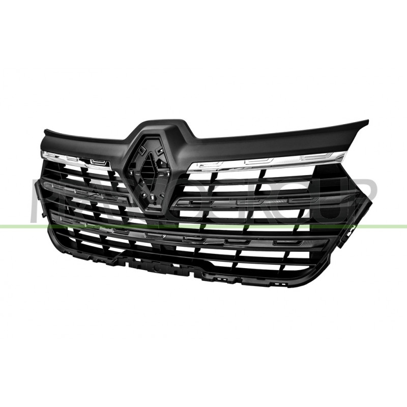 Grille de Calandre-Noire-Structure'-avec 2 Moulures Chromees et 3 Noire-Brillant