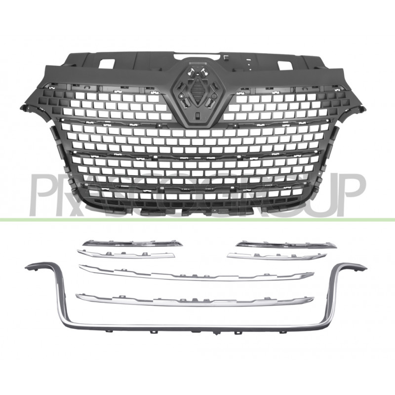 Grille Calandre Noire Structure' avec Moulures Chromees